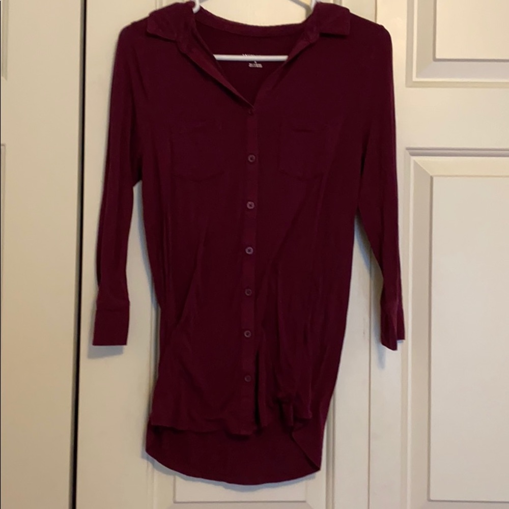 Maroon button down shirt